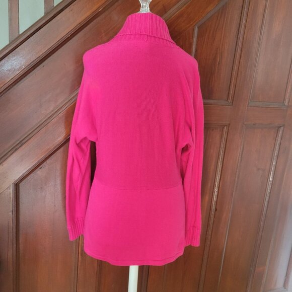 Jones New York Signature Large Pink Knit Cardigan Button Closure Ribbed Collar L - Picture 3 of 5